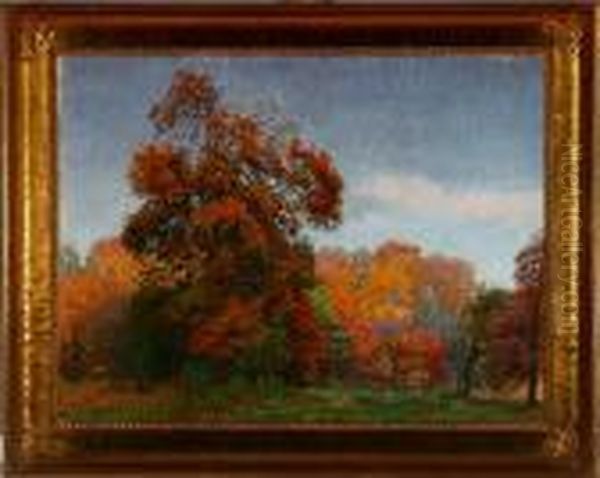 Autumn Evening After Sunset Oil Painting by Niels Skovgaard