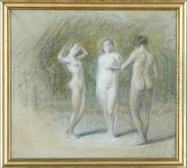 The Three Graces Oil Painting by Niels Skovgaard