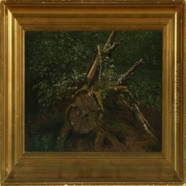 Forest Scenery With Stump Oil Painting by P. C. Skovgaard