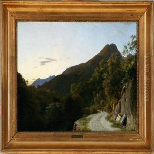 Rocky Italian Landscape Oil Painting by Peter Christian T. Skovgaard