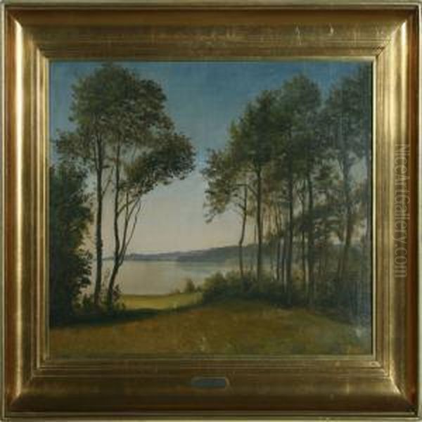 Parti Fra Vejle Fjord Oil Painting by Peter Christian T. Skovgaard