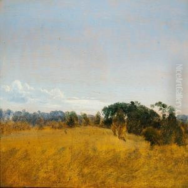 Summer Landscape With A View Of A Cornfield Oil Painting by Peter Christian T. Skovgaard