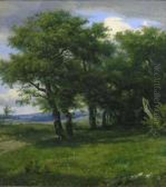 Paysage Aux Arbres Oil Painting by Peter Christian T. Skovgaard