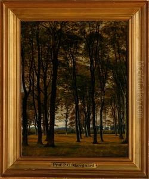 A Danish Forest Scenery Oil Painting by Peter Christian T. Skovgaard