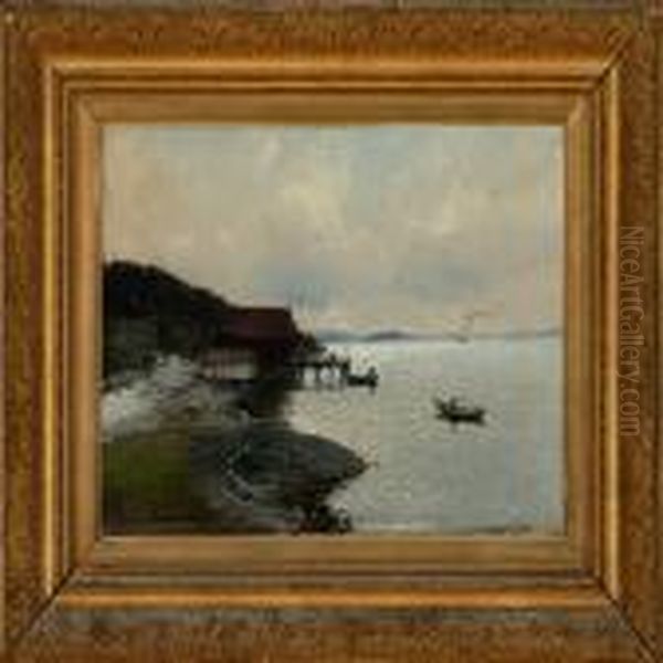 From Oslo Fiord Oil Painting by Ludvig Skramstad