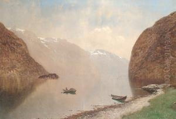 Rowing Across The Fjord by Ludvig Skramstad