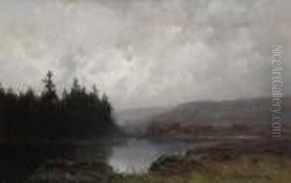 Flusslandschaft. Oil Painting by Ludvig Skramstad