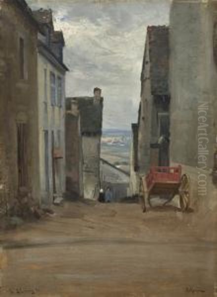 Street In Lepaud1887 Oil Painting by Christian Eriksen Skredsvig