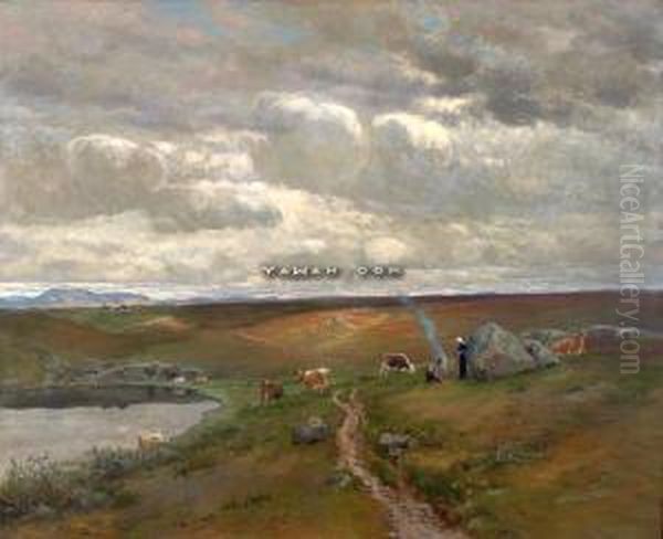 Roungen, Hallingdals Fjellene Oil Painting by Christian Eriksen Skredsvig