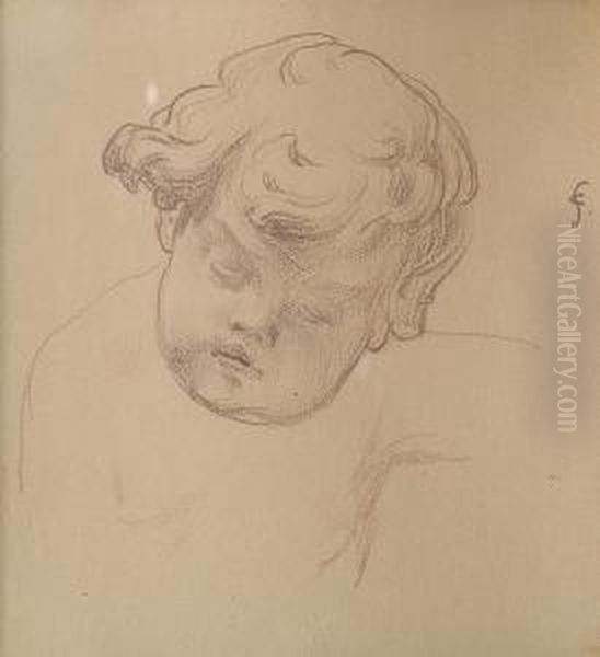 Study Of A Child's Head by Christian Eriksen Skredsvig