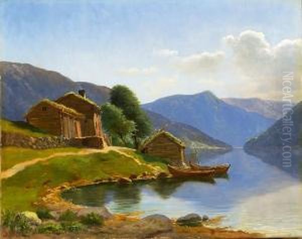 Fra Veblungsnaes I Romsdalen 1876 1876 Oil Painting by Christian Eriksen Skredsvig