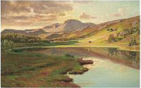 Fra Eggedal (a View Of Eggedal) Oil Painting by Christian Eriksen Skredsvig