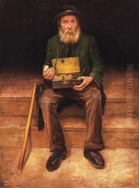 Wandering Jewish Man (cigarette Vendor) Oil Painting by Dome Skuteczky