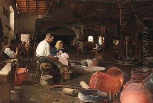 The Kettle-makers Lunch Oil Painting by Dome Skuteczky