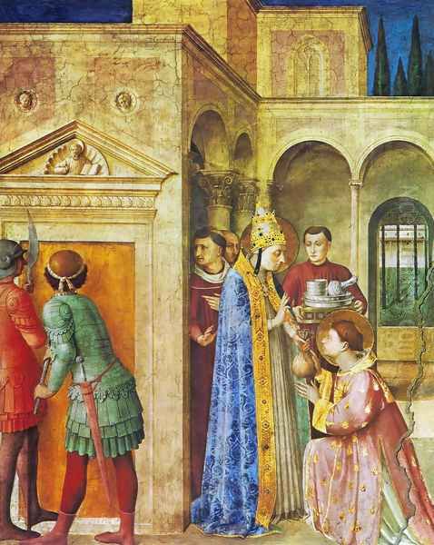 St. Lawrence receives from Sixtus II treasures of the church Oil Painting by Angelico Fra