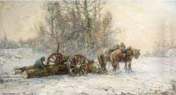 A 'malle Jan' In The Snow by Frans Slager