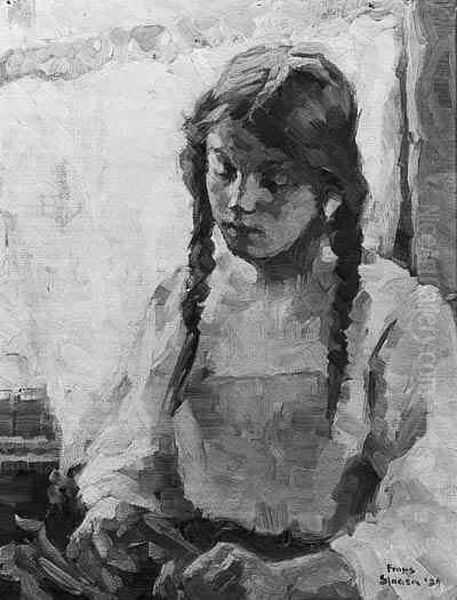 A Girl With Braids by Frans Slager