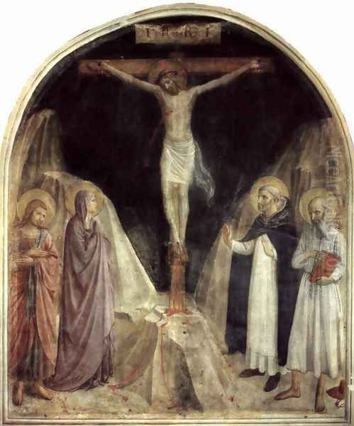 Crucifixion scene with St. Dominic Oil Painting by Angelico Fra