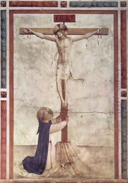 St. Dominic Christ on the Cross Oil Painting by Angelico Fra