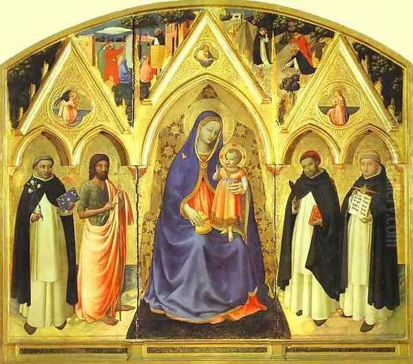 San Pietro Martire Triptych Oil Painting by Angelico Fra