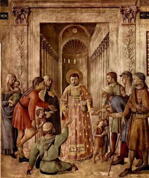 St Lawrence Distributes Food to the Poor Oil Painting by Angelico Fra