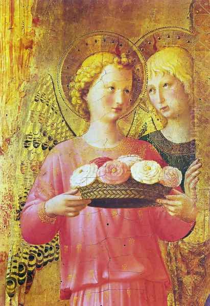 Triptych of Perugia. Virgin with child, angels and saints Oil Painting by Angelico Fra