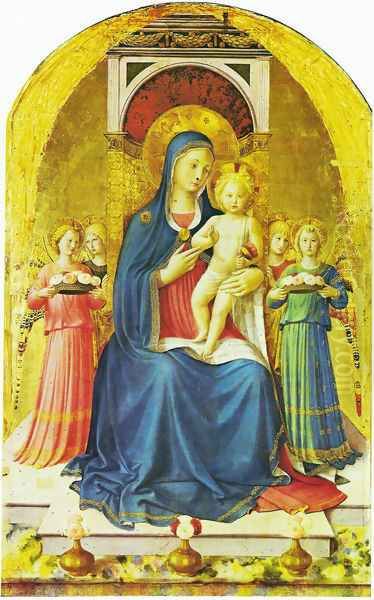 Triptych of Perugia. Virgin with child, angels and saints 2 Oil Painting by Angelico Fra