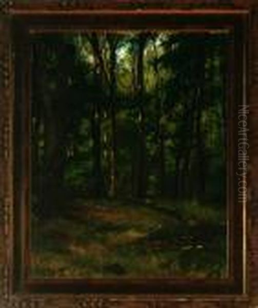 In A Silent Forest Oil Painting by Agnes Slott-Mrller