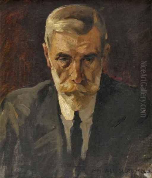 A Bust Portrait Of Sir Charles Marling Oil Painting by Harald Slott-Moller