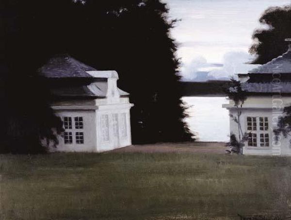 Eremitagepavillonerne I 
Fredensborg Slotshave (the Eremitage Pavilions In The Royal Gardens At 
Fredensborg) Oil Painting by Harald Slott-Moller