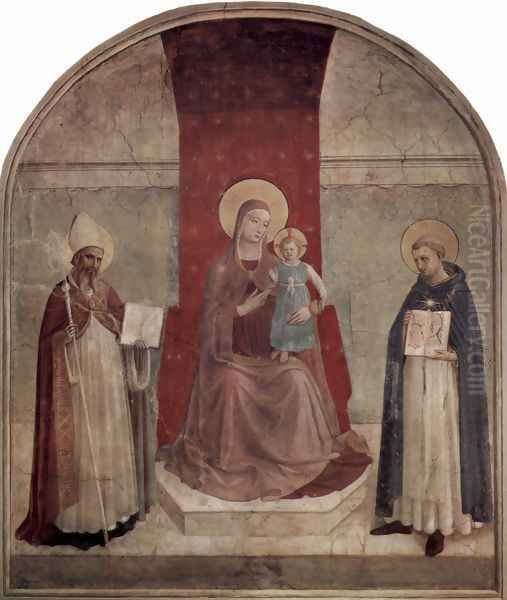 Madonna throne with St. Dominic and St. Zenobius Oil Painting by Angelico Fra