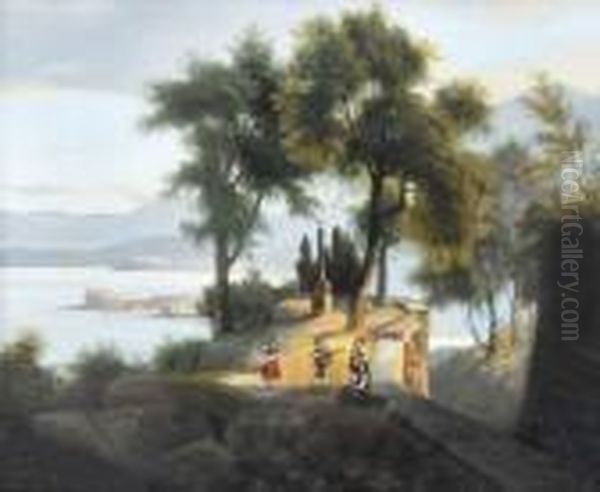 Paysage De Lac Italien Oil Painting by Gabriele Smargiassi