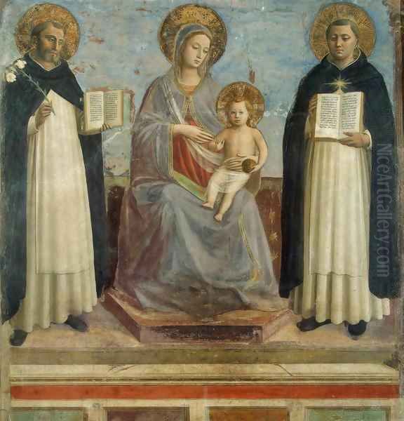 Virgin and Child with Sts Dominic and Thomas Aquinas Oil Painting by Angelico Fra