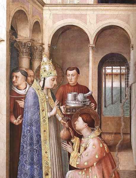 St Lawrence Receives the Treasures of the Church (detail) Oil Painting by Angelico Fra