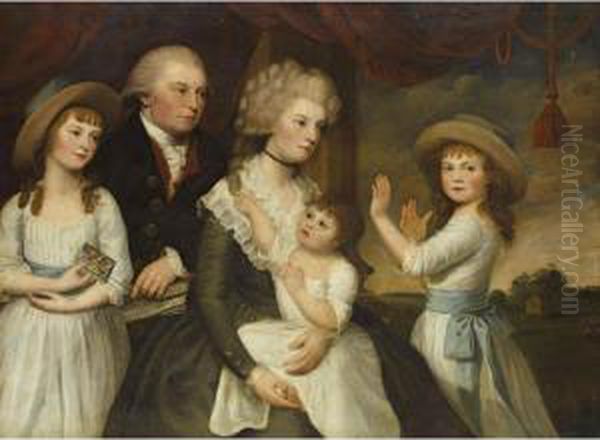 Group Portrait Of Sir William Middleton, Bt., Of Shrubland And His Family Oil Painting by John I Smart