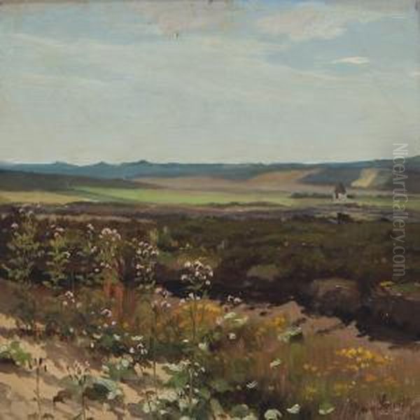 Julidag Fra Galten Hede Oil Painting by Hans Ludvig Smidth