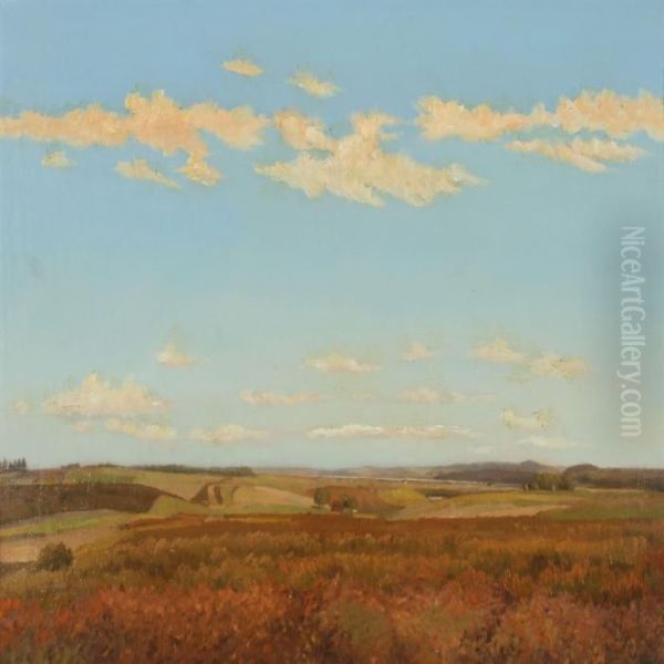 Scenery With Blue Sky Oil Painting by Hans Ludvig Smidth