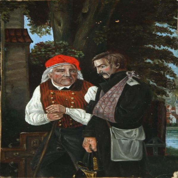 Conversation Oil Painting by Hans Ludvig Smidth