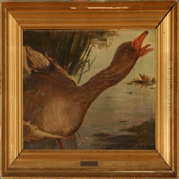 A Cackling Goose Oil Painting by Hans Ludvig Smidth