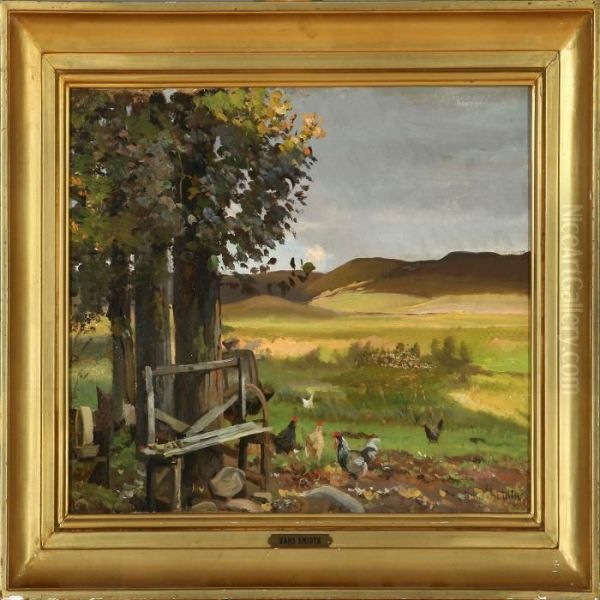 Danish Summer Landscape Oil Painting by Hans Ludvig Smidth