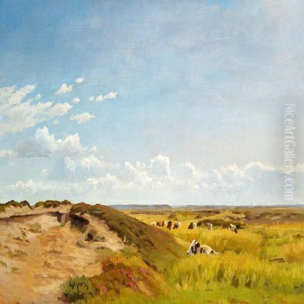 Moor Near Karup A In Jutland Oil Painting by Hans Ludvig Smidth