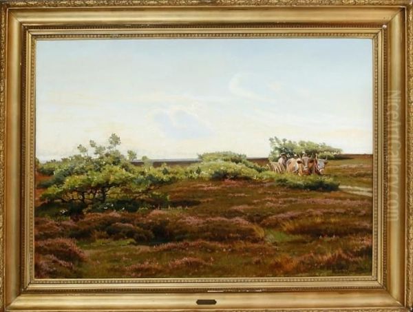 A Moor Scenery From Jutland Province, Denmark Oil Painting by Hans Ludvig Smidth