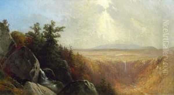 ''kaaterskill Clove With Haines & Kaaterskill Falls'' Oil Painting by George Henry Smillie