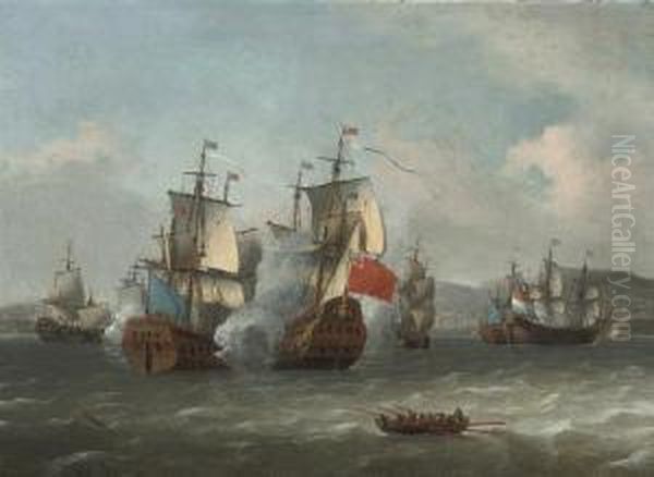 The Battle Of Leghorn, 4th March 1653, During The First Anglo-dutch War Of 1652-54 Oil Painting by Aernout Smit