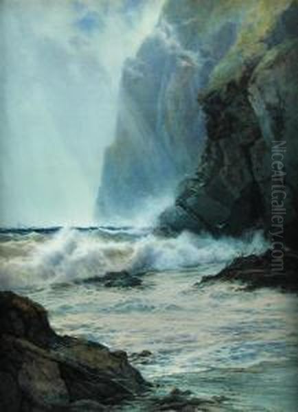 Cornish Cliffs Oil Painting by Arthur Reginald Smith