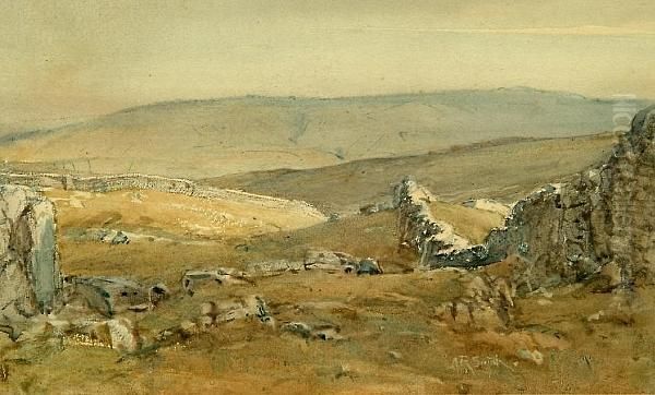 A Dales Landscape With Dry-stone Walls Oil Painting by Arthur Reginald Smith