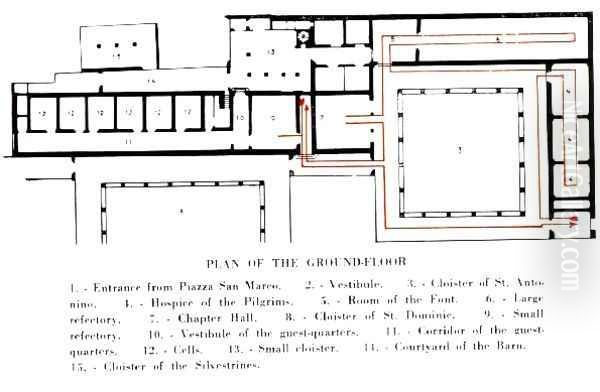 Plan of the ground floor in the Convento di San Marco Oil Painting by Angelico Fra