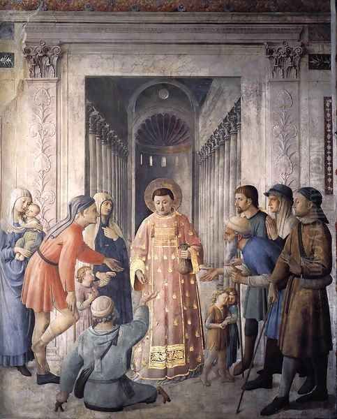 St Lawrence Distributing Alms Oil Painting by Angelico Fra