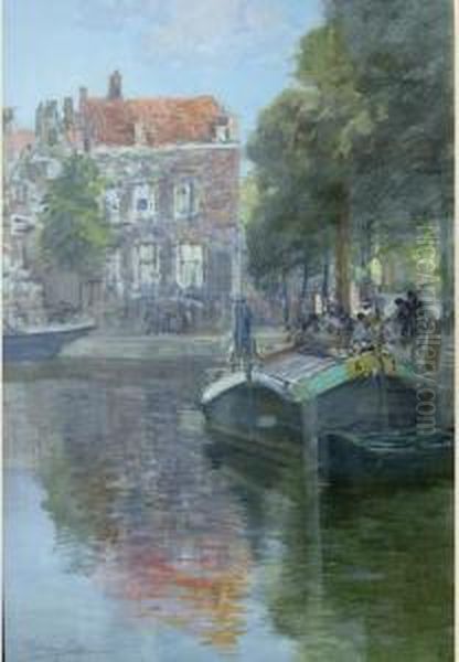 Canal View Oil Painting by Francis Hopkinson Smith