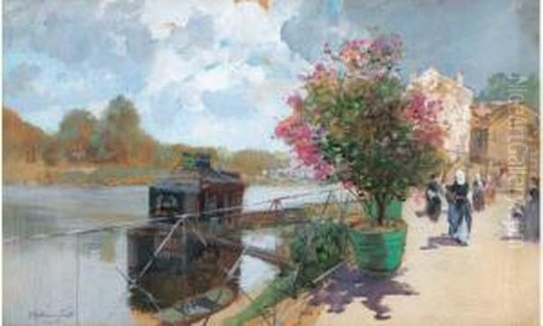 Quais De Seine Oil Painting by Francis Hopkinson Smith